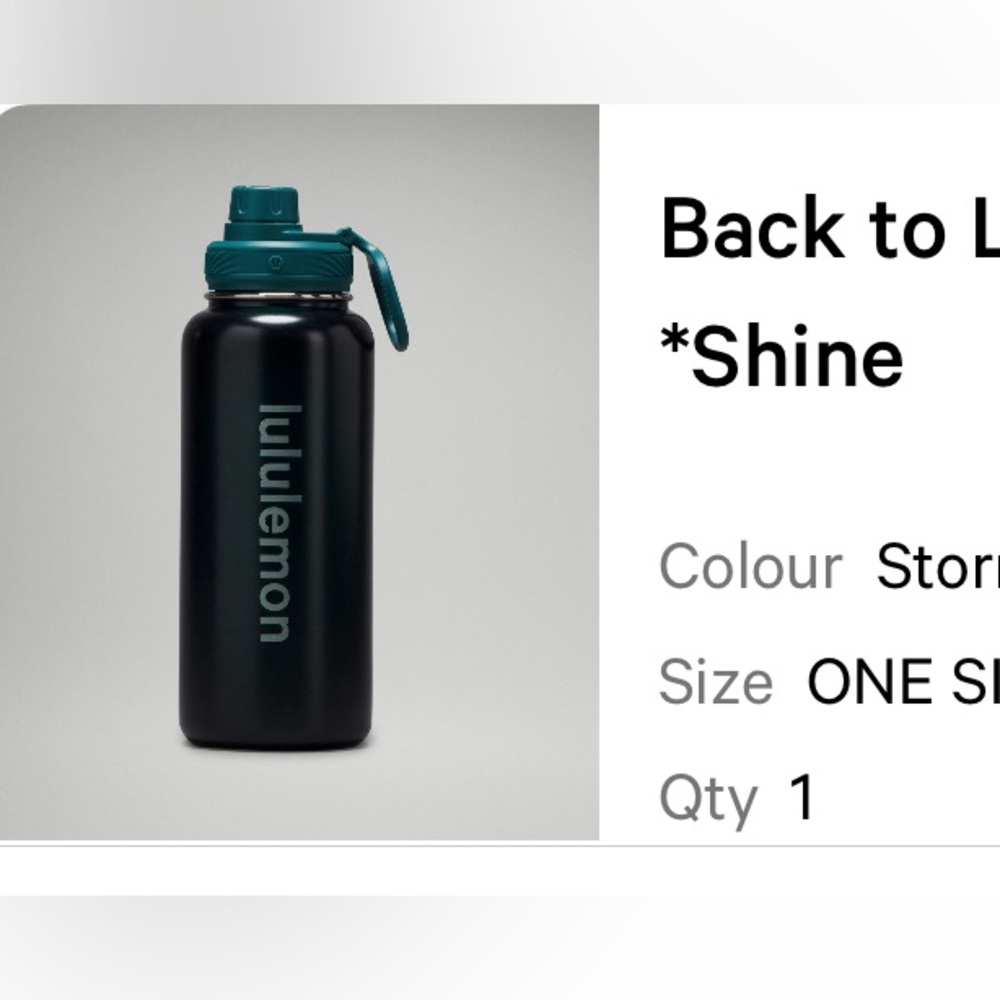 NWT lululemon back to life sports bottle in storm teal